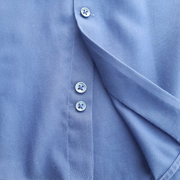Michael Kors SZ16 Slim Fit Men's Wrinkle Free Cotton Marine Blue Button Up Shirt - Picture 8 of 15